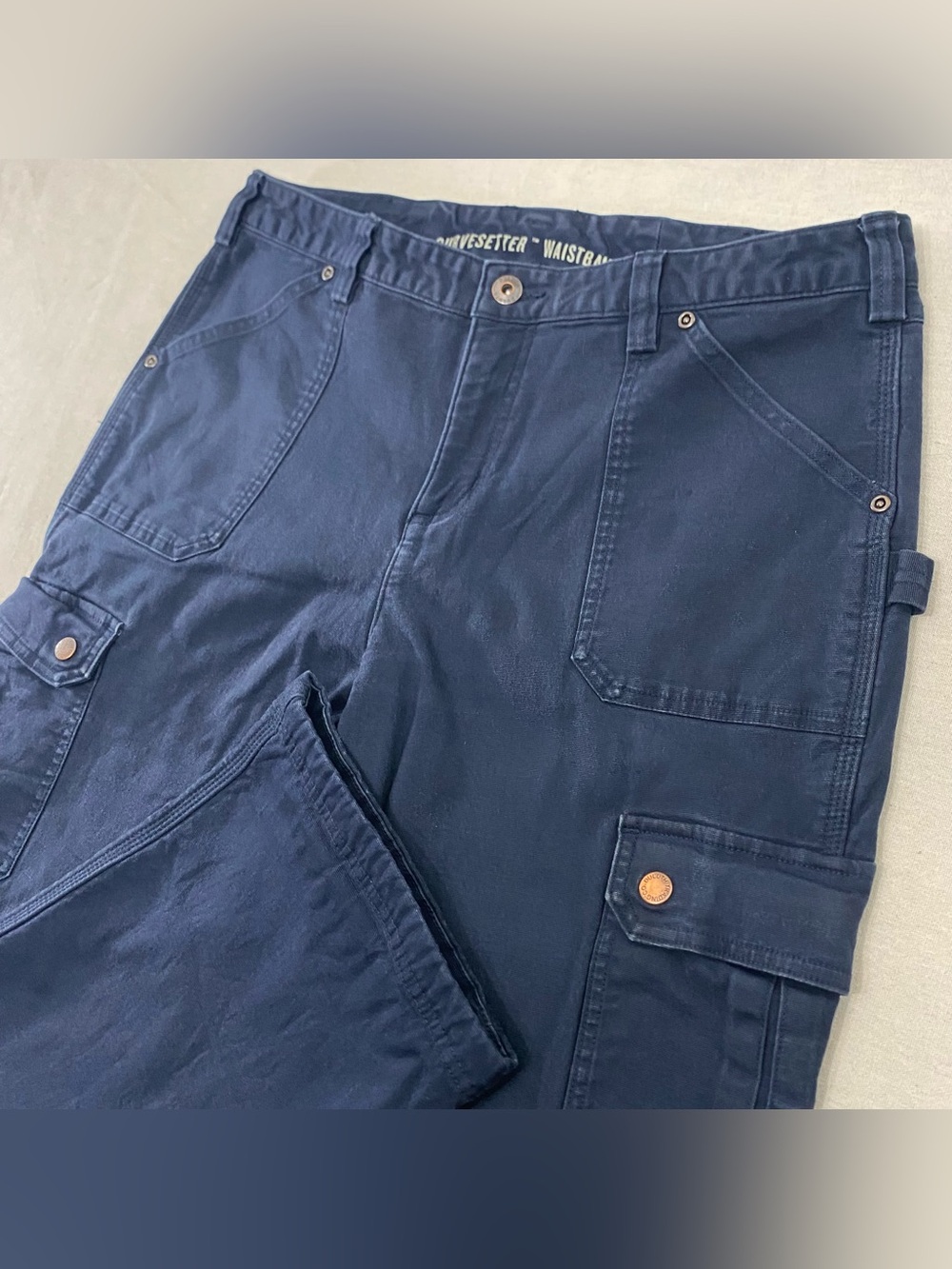 Duluth Trading Cargo Pants Women 12x32 Canvas Curvesetter Waistband Utility Blu